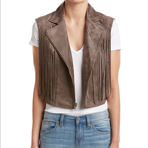 BCBGMAXAZRIA Mike Faux Suede Fringe Vest - Picture 2 of 5